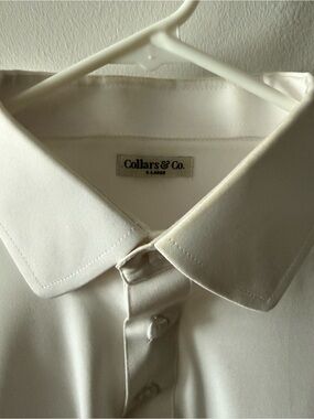 Collars and Co Men's White Dress Polo Shirt - Classic Collar